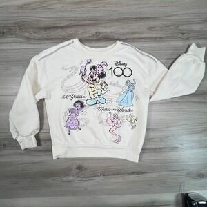Disney 100 Music & Wonder Sweatshirt Girls Size M (7-8) Mickey & Princesses‎
